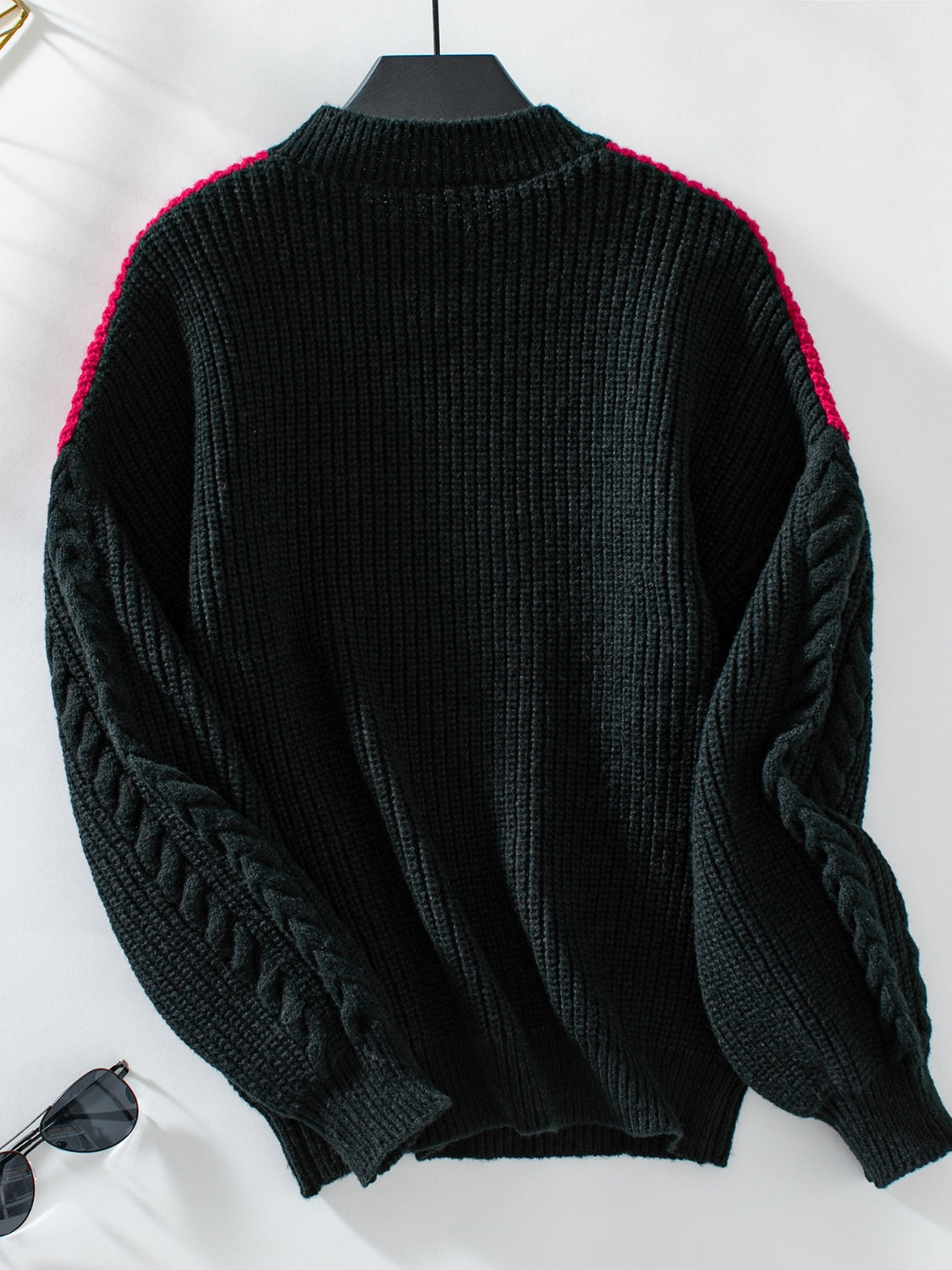 Contrast Round Neck Long Sleeve Sweater