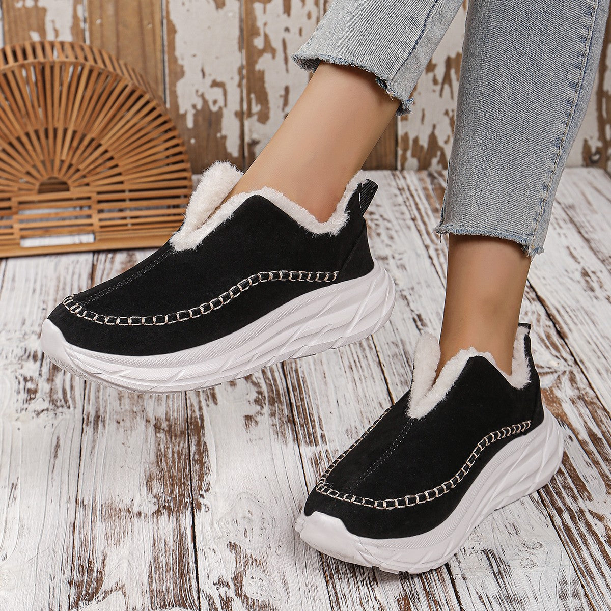 Thermal Suede Platform Slip-On Boots