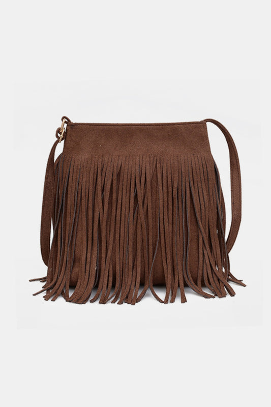 Suede Fringe Shoulder Bag