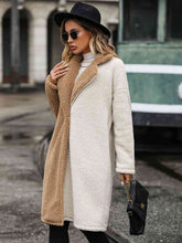 Load image into Gallery viewer, Contrast Dropped Shoulder Sherpa Coat
