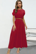 Load image into Gallery viewer, Puff Sleeve Crop Top and Maxi Skirt Set
