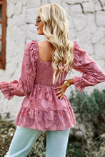 Load image into Gallery viewer, Smocked Square Neck Flounce Sleeve Blouse
