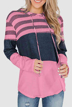 Load image into Gallery viewer, Striped Drawstring Long Sleeve Hoodie

