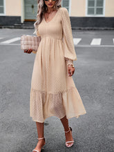 Load image into Gallery viewer, Swiss Dot V-Neck Flounce Sleeve Midi Dress
