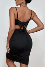 Load image into Gallery viewer, Spaghetti Strap Cropped Top and Ruched Skirt Set
