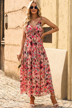 Load image into Gallery viewer, Floral Frill Trim Spaghetti Strap Dress

