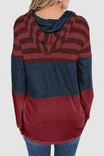 Load image into Gallery viewer, Striped Drawstring Long Sleeve Hoodie
