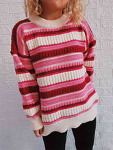 Load image into Gallery viewer, Striped Drop Shoulder Round Neck Sweater
