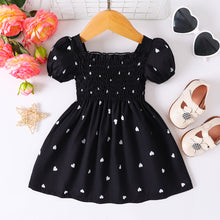 Load image into Gallery viewer, Heart Print Smocked Square Neck Dress
