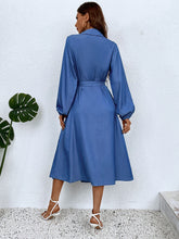Load image into Gallery viewer, Button-Down Tie Waist Collared Neck Dress

