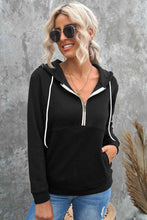 Load image into Gallery viewer, Half-Zip Drawstring Hoodie with Pockets
