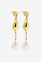 Load image into Gallery viewer, 18K Gold-Plated Two-Tone Pearl Drop Earrings
