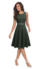 Load image into Gallery viewer, Round Neck Sleeveless Lace Trim Dress

