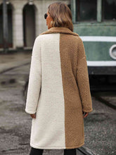 Load image into Gallery viewer, Contrast Dropped Shoulder Sherpa Coat
