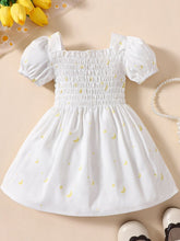 Load image into Gallery viewer, Baby Girl Printed Square Neck Smocked Dress
