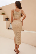 Load image into Gallery viewer, Openwork Cropped Tank and Split Skirt Set

