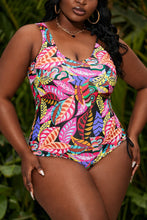 Load image into Gallery viewer, Plus Size Printed Tied Sleeveless One-Piece Swimsuit
