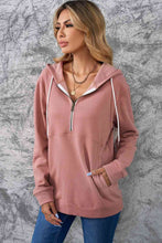 Load image into Gallery viewer, Half-Zip Drawstring Hoodie with Pockets
