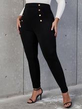 Load image into Gallery viewer, Plus Size Decorative Button Skinny Pants
