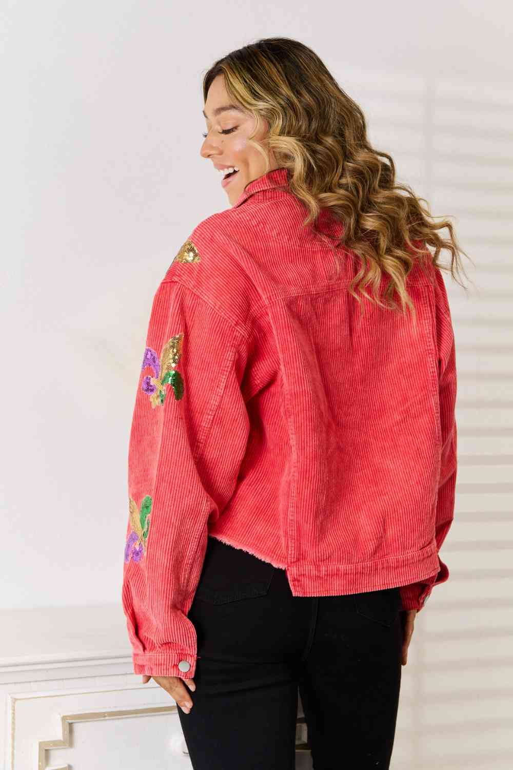 Sequin Raw Hem Jacket