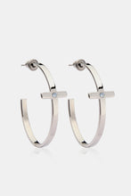 Load image into Gallery viewer, Stainless Steel Cross Hoop Earrings
