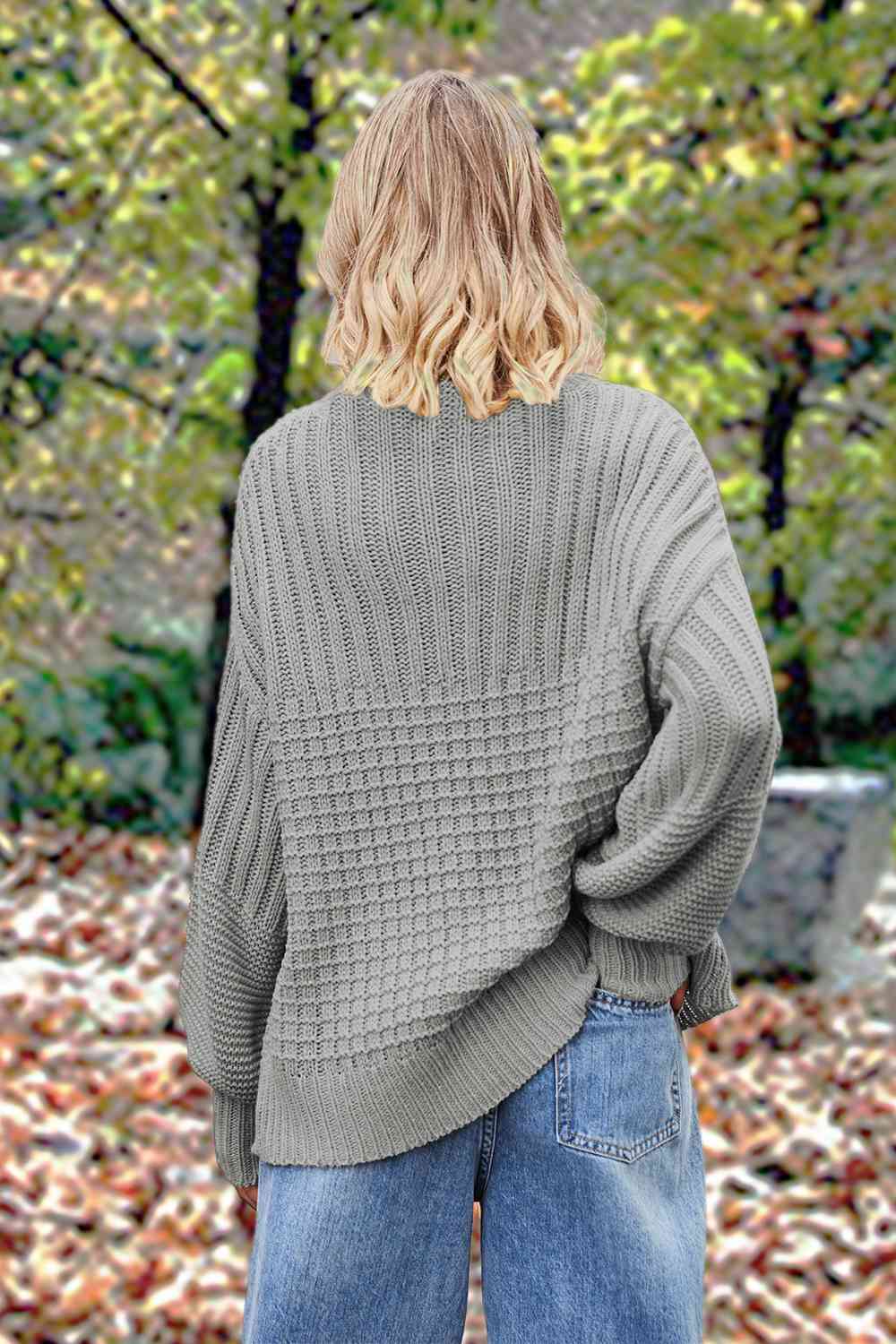 Round Neck Lantern Sleeve Sweater